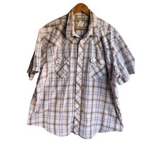 Wrangler Vintage Brown Plaid Western Cowboy 58 inch Chest Pearl Snap size 3XL